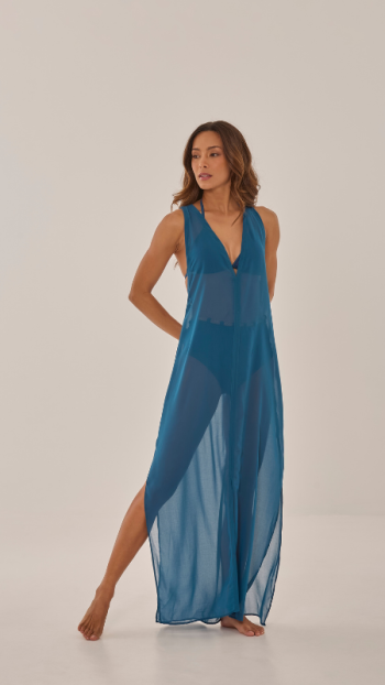 VESTIDO TUANE AZUL BOSQUE